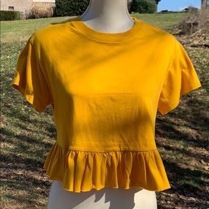 Yellow ruffle crop top